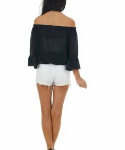 Ninexis Black Off The Shoulder Top With Ruffle Detail 14 Ninexis Black Off The Shoulder Top With Ruffle Detail