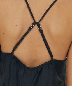 Entro Black Large Pleat Sleeveless Cami Dress With V Neck Dresses 27 Entro Black Large Pleat Sleeveless Cami Dress With V Neck Dresses