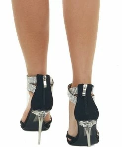 Kay Kay Fashion Black Suede And Rhinestone Strappy High Heels Shoes 15 Kay Kay Fashion Black Suede And Rhinestone Strappy High Heels Shoes