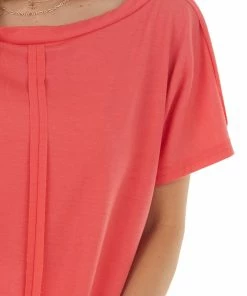 143 Story Punch Half Sleeve Knit Top With Raw Edge Seam Detail Tops 14 143 Story Punch Half Sleeve Knit Top With Raw Edge Seam Detail Tops
