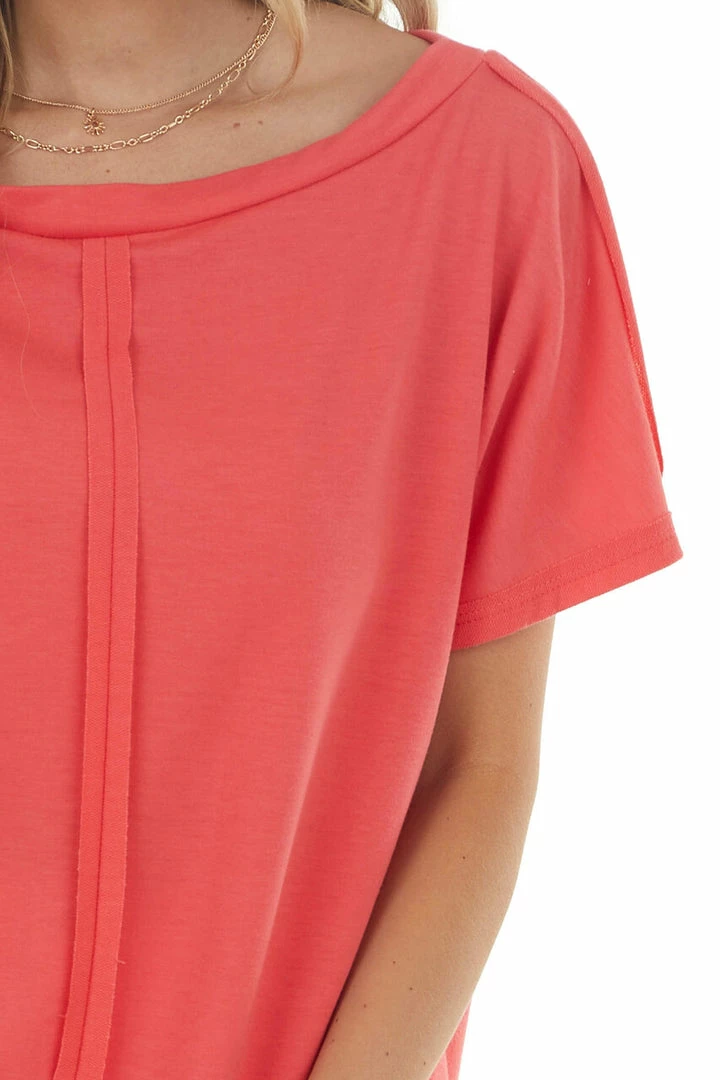 143 Story Punch Half Sleeve Knit Top With Raw Edge Seam Detail Tops 7 143 Story Punch Half Sleeve Knit Top With Raw Edge Seam Detail Tops