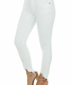 KanCan White High Rise Shark Bite Hem Skinny Jeans Bottoms 20 KanCan White High Rise Shark Bite Hem Skinny Jeans Bottoms