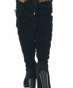 Legend Footwear Black Faux Suede Knee Length High Heel Boots 25 Legend Footwear Black Faux Suede Knee Length High Heel Boots