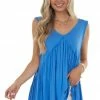 Kori America Tops Sapphire Sleeveless Tunic Knit Top With Frill Details 2 Kori America Tops Sapphire Sleeveless Tunic Knit Top With Frill Details