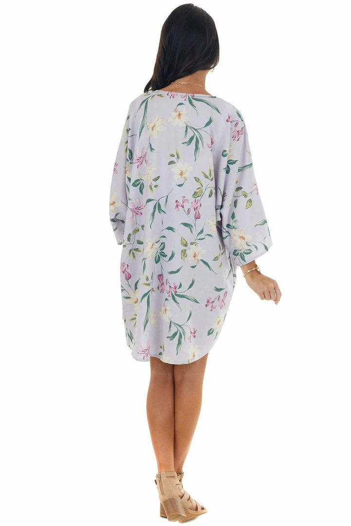 HEIMISH Lavender Floral Print Kimono With High Low Hem 9 HEIMISH Lavender Floral Print Kimono With High Low Hem