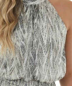 Sweet Lemon Charcoal Snake Print Halter Neck Short Dress Dresses