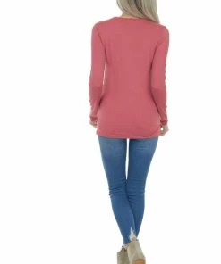 ZENANA Punch Solid Soft Knit Top With Long Sleeves 16 ZENANA Punch Solid Soft Knit Top With Long Sleeves