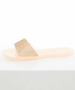 Legend Footwear Peach Jelly Sandal With Rose Gold Rhinestones Shoes