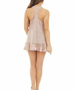 HUMMINGBIRD Dusty Pink And Black Knit Two Tone Racer Back Tank Top