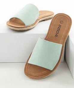 FORTUNE DYNAMIC Mint Faux Suede Solid Strap Sandals