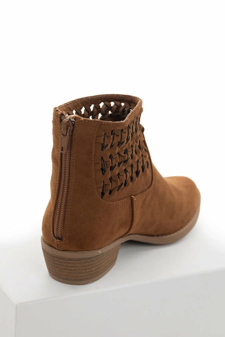 Shoe La La Shoes Sepia Faux Suede Braided Panel Booties 10 Shoe La La Shoes Sepia Faux Suede Braided Panel Booties