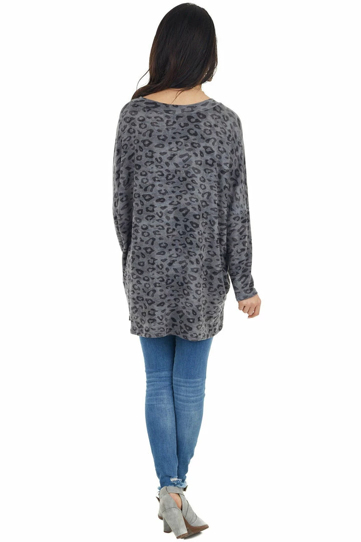 Hailey & Co Stone Grey Leopard Print Oversized Top With Long Sleeves 13 Hailey & Co Stone Grey Leopard Print Oversized Top With Long Sleeves