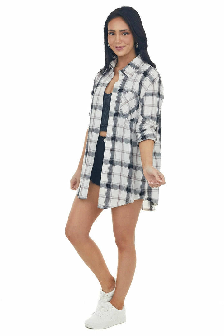 ADORA Tops Black Plaid Long Sleeve Button Up Top 18 ADORA Tops Black Plaid Long Sleeve Button Up Top