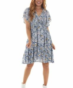 J.NNA Periwinkle Floral Babydoll Smocked Bust Dress 12 J.NNA Periwinkle Floral Babydoll Smocked Bust Dress