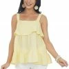 Entro Tops Lemon Woven Tank Top With Ruffle Details