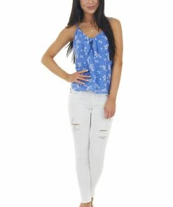 Lush Clothing Cornflower Floral Print Sleeveless Blouse With Tie Detail Tops 29 Lush Clothing Cornflower Floral Print Sleeveless Blouse With Tie Detail Tops