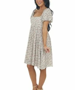 Sweet Lemon Dresses Vanilla Ditsy Floral Square Neck Short Dress 24 Sweet Lemon Dresses Vanilla Ditsy Floral Square Neck Short Dress