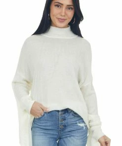 Fantastic Fawn Ivory Mock Neck Open Back Oversized Sweater Tops 26 Fantastic Fawn Ivory Mock Neck Open Back Oversized Sweater Tops