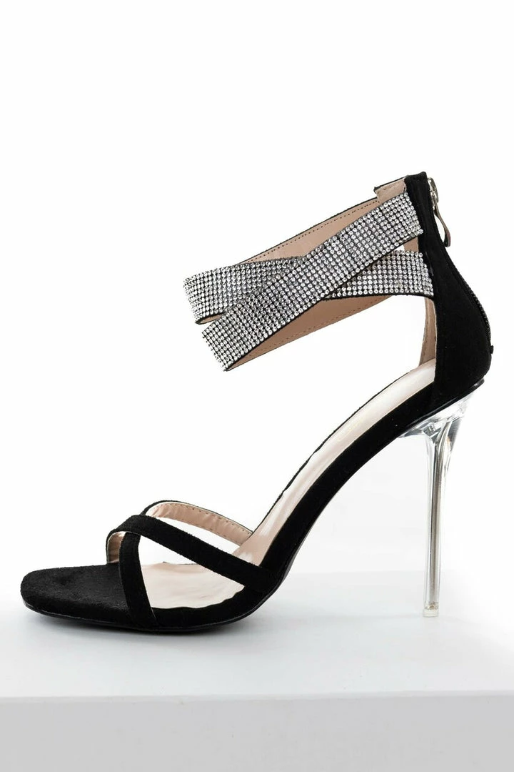 Kay Kay Fashion Black Suede And Rhinestone Strappy High Heels Shoes 5 Kay Kay Fashion Black Suede And Rhinestone Strappy High Heels Shoes