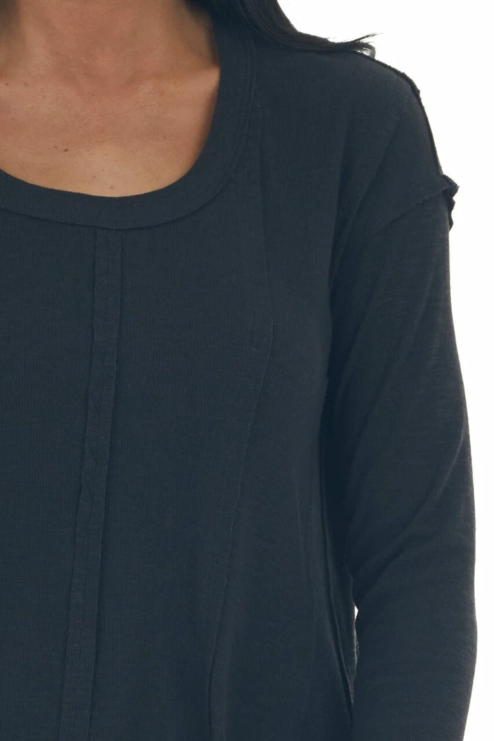 143 Story Black Scoop Neckline Rounded Hem Knit Top Tops 14 143 Story Black Scoop Neckline Rounded Hem Knit Top Tops