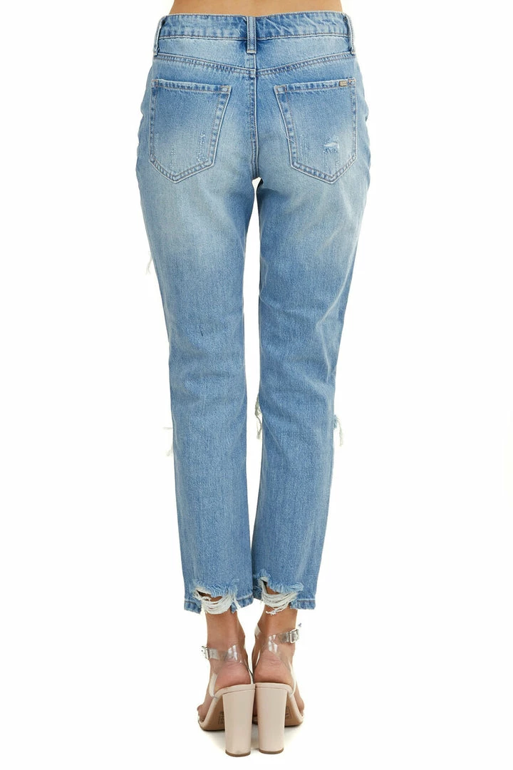 Special A Mid Wash High Rise Ankle Cut Distressed Straight Leg Jeans 10 Special A Mid Wash High Rise Ankle Cut Distressed Straight Leg Jeans