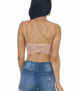 Easel Hazy Peach Floral Lace Double Strap Bralette 21 Easel Hazy Peach Floral Lace Double Strap Bralette