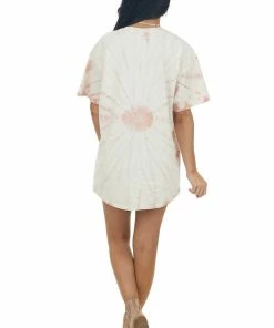 Sweet Claire Apricot Tie Dye 'Desert Hills' Oversized Tee Tops