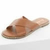 CCOCCI Cognac Criss Cross Slip On Sandals With Metallic Details 1 CCOCCI Cognac Criss Cross Slip On Sandals With Metallic Details