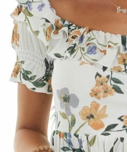 Illa Illa Tops Ivory Floral Print Off The Shoulder Crop Top 18 Illa Illa Tops Ivory Floral Print Off The Shoulder Crop Top
