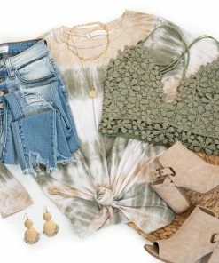 FSL APPAREL Sage And Oatmeal Tie Dye Soft Knit Top With Long Sleeves Tops 37 FSL APPAREL Sage And Oatmeal Tie Dye Soft Knit Top With Long Sleeves Tops