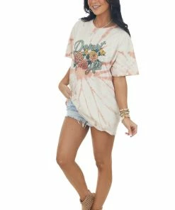 Sweet Claire Apricot Tie Dye 'Desert Hills' Oversized Tee Tops