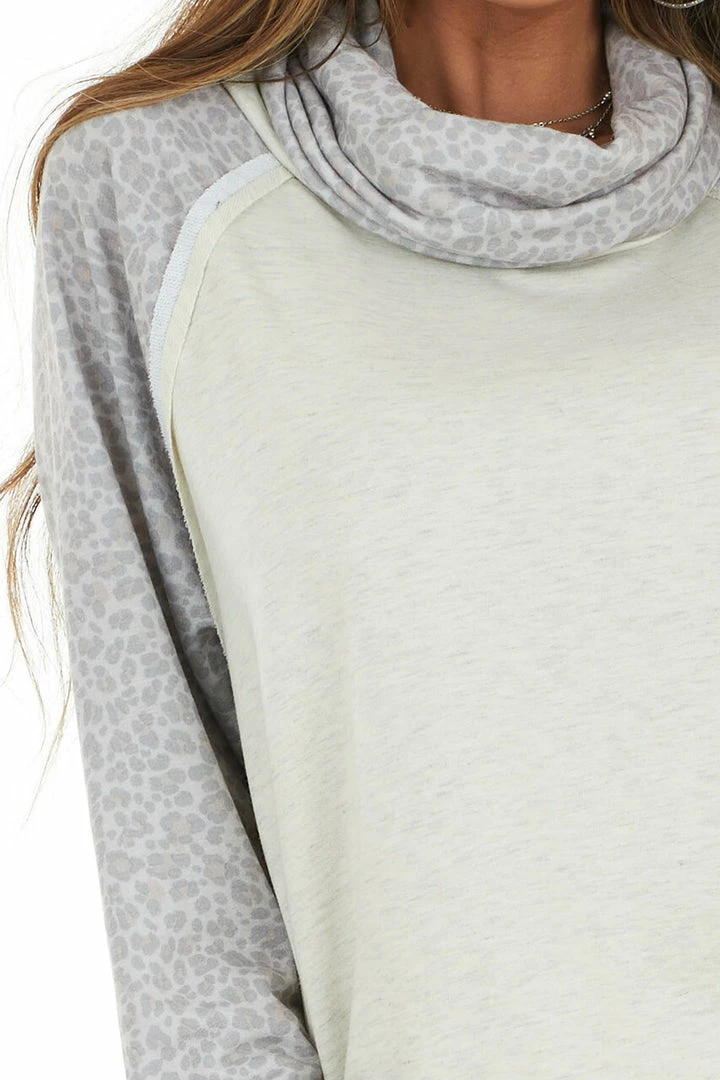 12PM Oatmeal Raglan Top With Contrast Sleeves And Cowl Neck Tops 17 12PM Oatmeal Raglan Top With Contrast Sleeves And Cowl Neck Tops