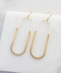 Fame Accessories Matte Gold Oval Wire Dangle Earrings