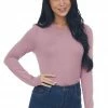 ZENANA Tops Mauve Solid Soft Knit Top With Long Sleeves 1 ZENANA Tops Mauve Solid Soft Knit Top With Long Sleeves