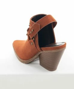 East Lion Corp. Dark Rust Faux Suede Mule Heel Studded Bootie Shoes 26 East Lion Corp. Dark Rust Faux Suede Mule Heel Studded Bootie Shoes
