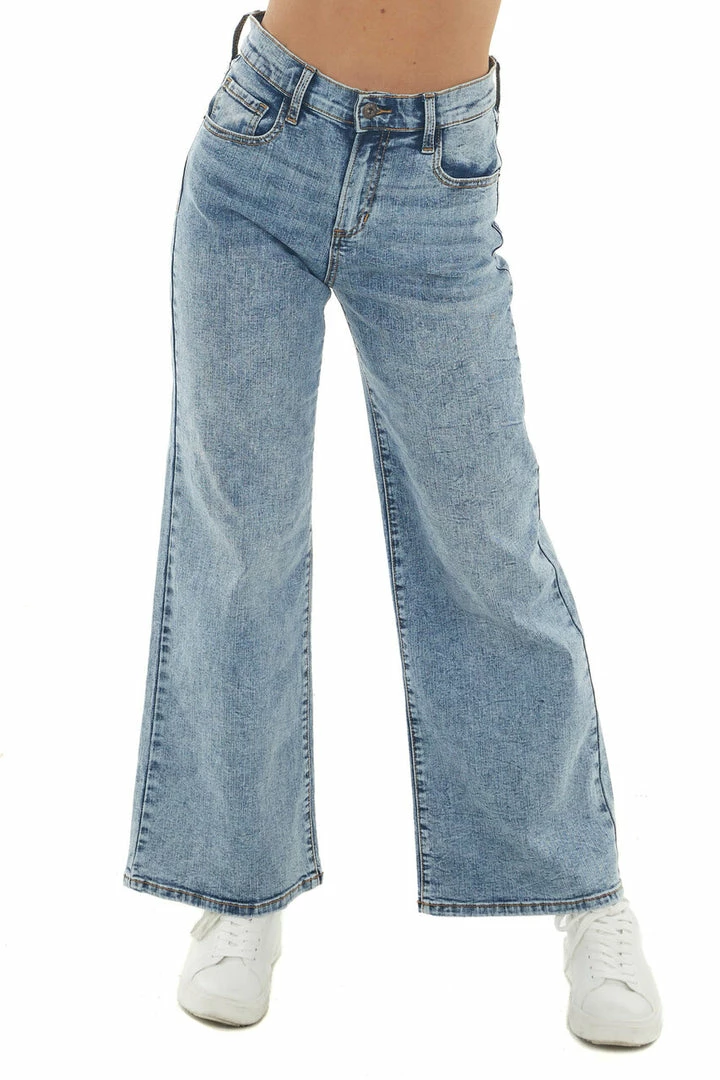 Sneak Peek Bottoms Medium Acid Wash High Rise Wide Leg Jeans 7 Sneak Peek Bottoms Medium Acid Wash High Rise Wide Leg Jeans