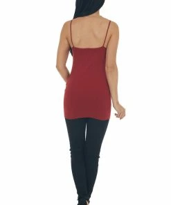 Nikibiki Tops Cranberry Seamless Long Cami Slip Tank 29 Nikibiki Tops Cranberry Seamless Long Cami Slip Tank