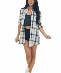 ADORA Tops Black Plaid Long Sleeve Button Up Top 28 ADORA Tops Black Plaid Long Sleeve Button Up Top