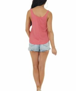 HYFVE Tops Heathered Watermelon Lightweight Knit Tank Top With Pocket