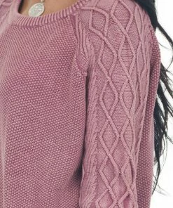 BiBi Tops Hibiscus Mineral Wash Raglan Sleeve Sweater