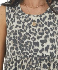 HEIMISH Latte And Charcoal Leopard Print Sleeveless Knit Top Tops 30 HEIMISH Latte And Charcoal Leopard Print Sleeveless Knit Top Tops