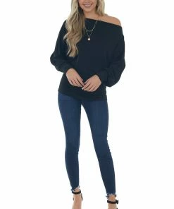 Eesome Black Off The Shoulder Banded Cuff Knit Top 12 Eesome Black Off The Shoulder Banded Cuff Knit Top