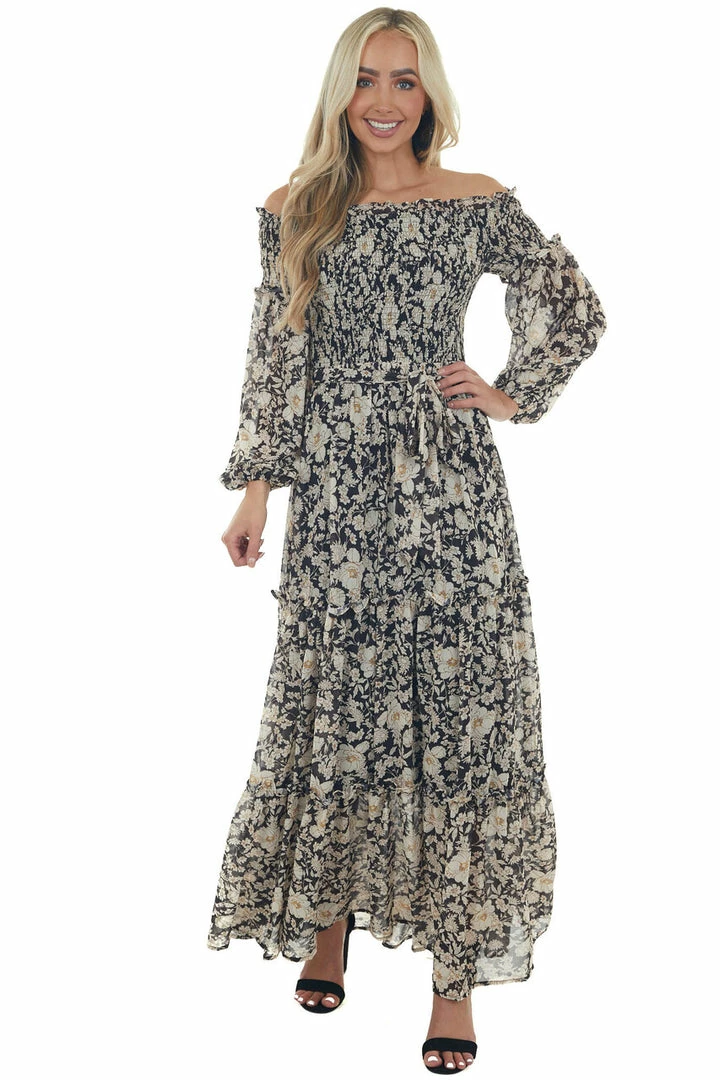 Flying Tomato Black Floral Print Off Shoulder Maxi Dress Dresses 10 Flying Tomato Black Floral Print Off Shoulder Maxi Dress Dresses