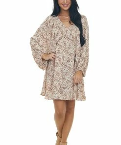 Jodifl Coconut Leopard Print Open Bubble Sleeve Dress