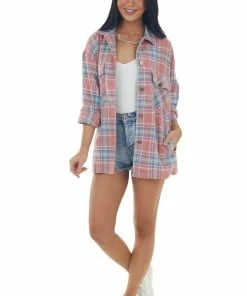 Lime 'N' Chili Punch Plaid Button Up Long Sleeve Shirt Jacket