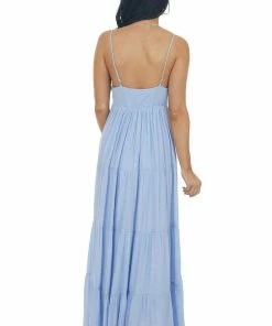 Entro Powder Blue Sleeveless Tiered Maxi Dress Dresses 20 Entro Powder Blue Sleeveless Tiered Maxi Dress Dresses