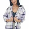 Blue B Tops Lavender Plaid Soft Shirt Jacket With Pockets