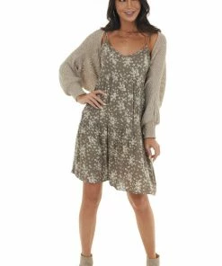 143 Story Latte Multi Tone Open Front Shrug Cardigan Tops