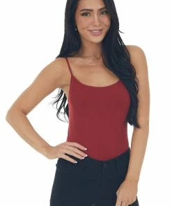 Nikibiki Tops Cranberry Seamless Long Cami Slip Tank 26 Nikibiki Tops Cranberry Seamless Long Cami Slip Tank