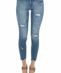 Special A Dark Wash Mid Rise Raw Hem Distressed Jeans Bottoms